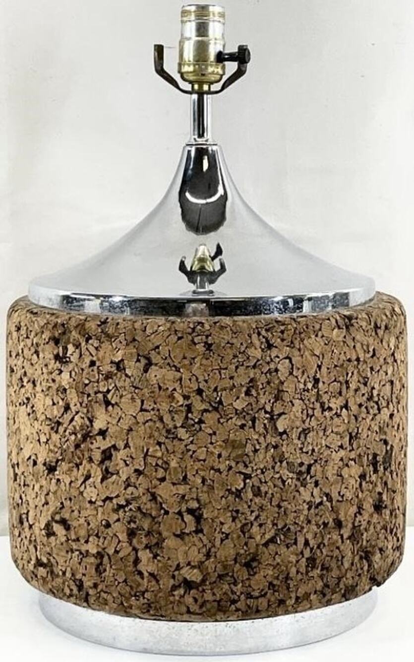 Mid Century Modern Vintage Chrome & Cork Table Lamp MCM Laurel Lamp Co